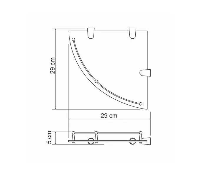 Полка стеклянная угловая WasserKRAFT  K-544, изображение 3