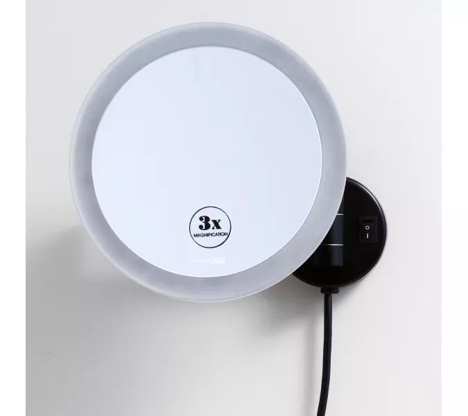 Зеркало с LED-подсветкой, 3-х кратным увеличением WasserKRAFT Elbe K-7200 K-1004BLACK, изображение 2