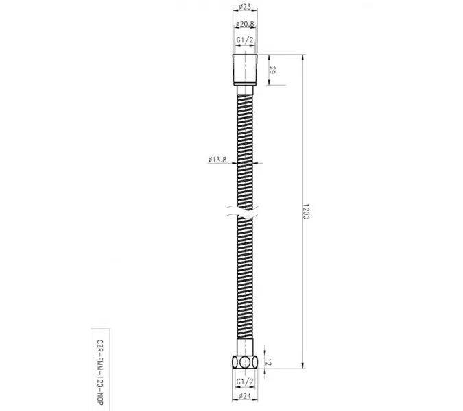 Гибкий шланг металлизированный чёрный матовый Cezares CZR-FMM, Выбрать размер: 1,2 м, изображение 2
