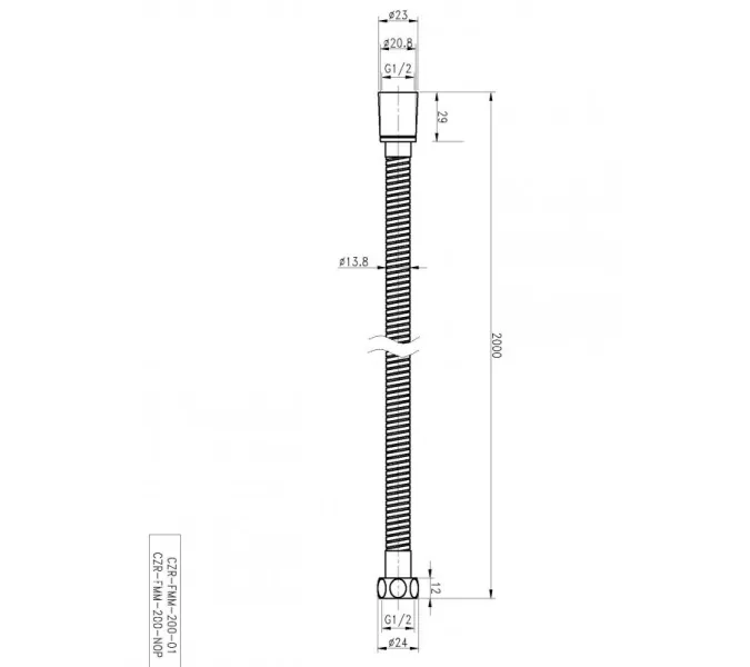 Гибкий шланг металлизированный хром 2 м  Cezares CZR-FMM-200-01 2 м, изображение 2