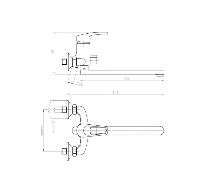 Смеситель для ванны однорычажный с поворотным длинным изливом WeltWasser WW MX  ISAR 553, изображение 2