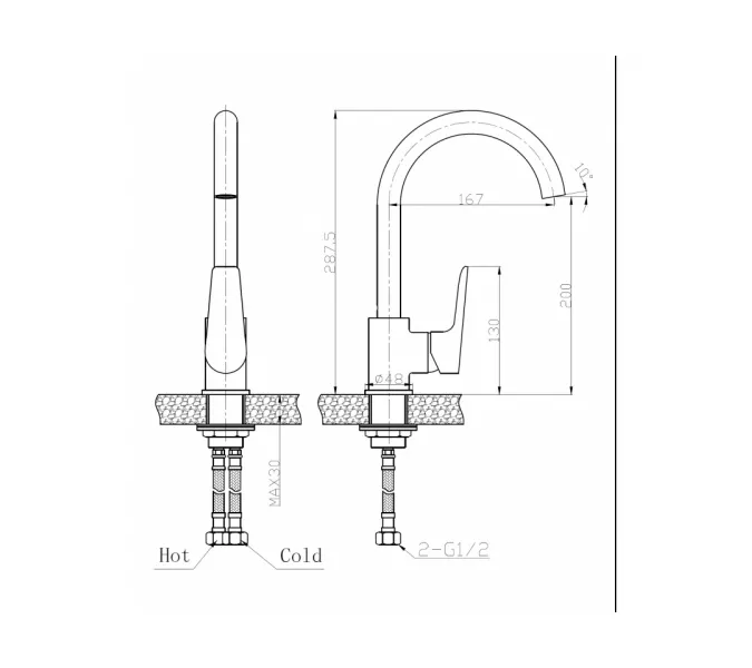 Смеситель для кухни однорычажный с поворотным изливом WeltWasser WW MX  ODER 406, изображение 2