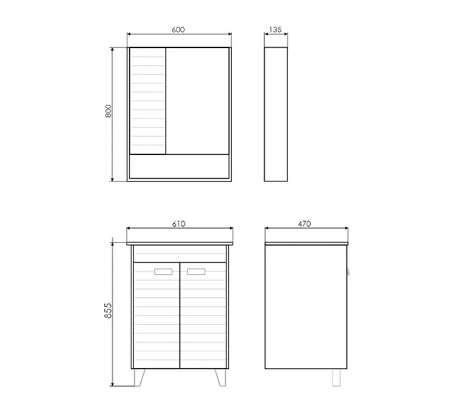 Зеркало-шкаф Comforty Клеон 60/75/90 белый/дуб дымчатый, Выбрать размер: 60, Выбрать цвет: Белый/Дуб дымчатый, изображение 3