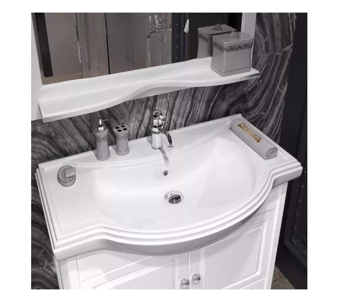 Тумба с раковиной для ванной комнаты OPADIRIS Брунелла-80 белый, Выбрать размер: 80, Выбрать цвет: Белый, изображение 5