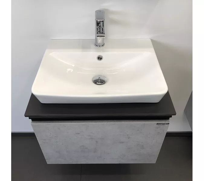 COMFORTY. Тумба-умывальник "Эдинбург" бетон светлый с черной столешницей, с раковиной COMFORTY, Выбрать цвет: Бетон, Выбрать размер: 60, Комплектация: раковина Comforty  9055RA-50, изображение 2