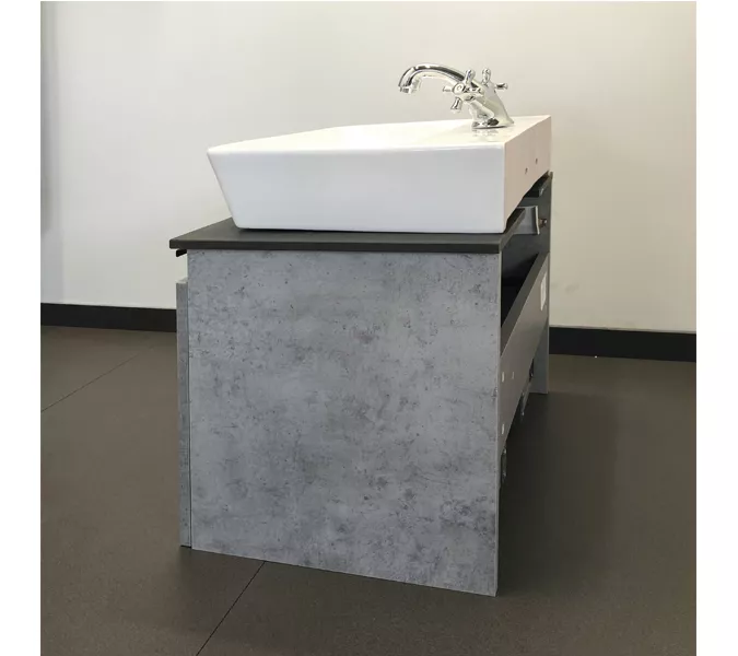 COMFORTY. Тумба-умывальник "Эдинбург" бетон светлый с черной столешницей, с раковиной COMFORTY, Выбрать цвет: Бетон, Выбрать размер: 60, Комплектация: раковина Comforty  9055RA-50, изображение 3
