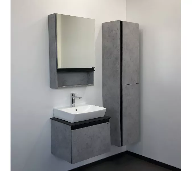 COMFORTY. Тумба-умывальник "Эдинбург" бетон светлый с черной столешницей, с раковиной COMFORTY, Выбрать цвет: Бетон, Выбрать размер: 60, Комплектация: раковина Comforty  9055RA-50, изображение 5