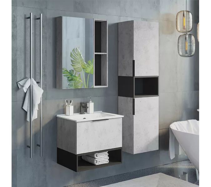 Тумба-умывальник Comforty Франкфурт, Выбрать размер: 60, Выбрать цвет: Бетон светлый, Комплектация: раковина Comforty 60E, изображение 2