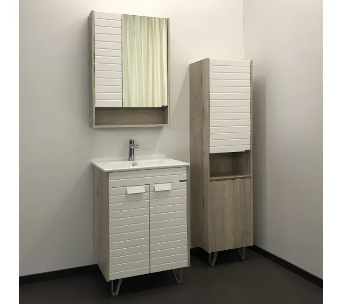 Зеркало-шкаф Comforty Клеон 60/75/90 белый/дуб дымчатый, Выбрать размер: 60, Выбрать цвет: Белый/Дуб дымчатый, изображение 2