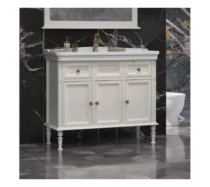 Тумба с раковиной напольная Opadiris Кантара  слоновая кость/бронза, Выбрать цвет: Слоновая кость, Выбрать размер: 105, изображение 2