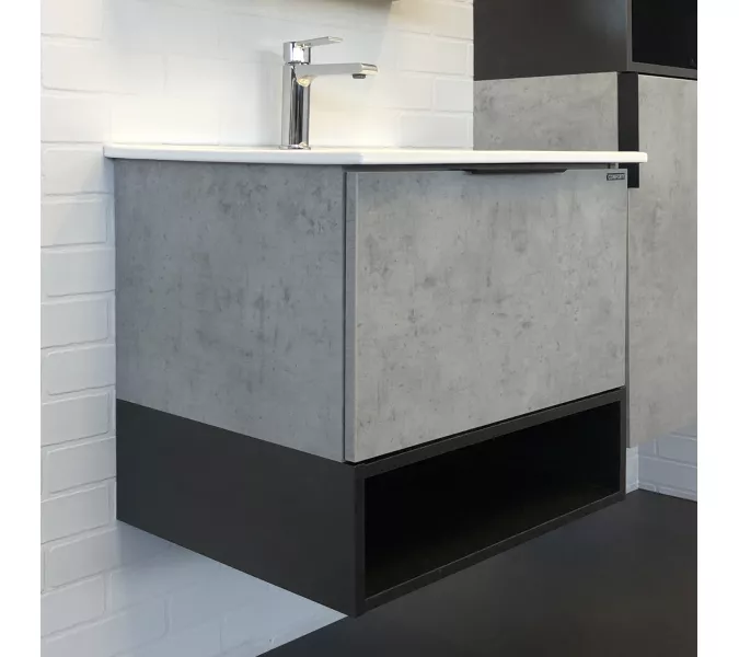 Тумба-умывальник Comforty Франкфурт, Выбрать размер: 60, Выбрать цвет: Бетон светлый, Комплектация: раковина Comforty 60E