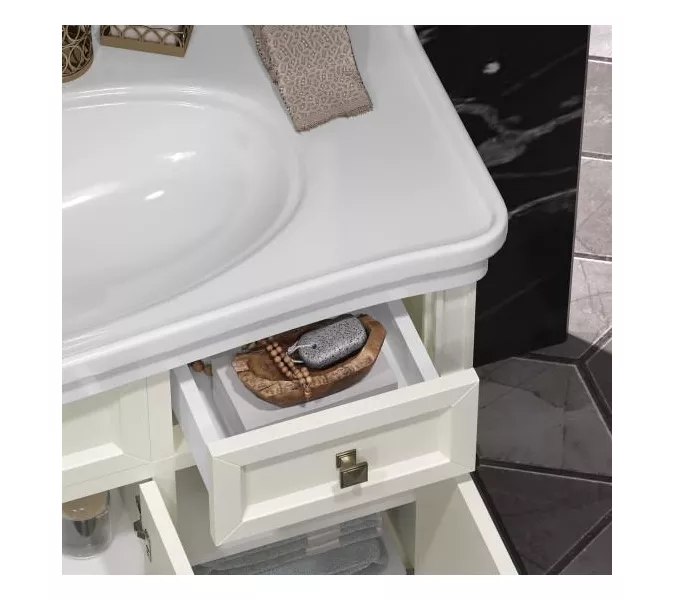 Тумба с раковиной напольная Opadiris Кантара  слоновая кость/бронза, Выбрать цвет: Слоновая кость, Выбрать размер: 105, изображение 5