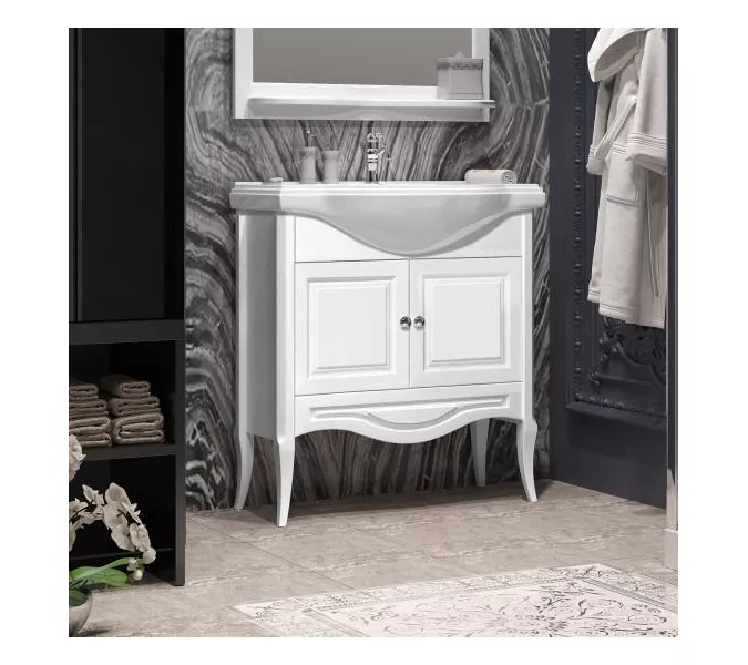 Тумба с раковиной для ванной комнаты OPADIRIS Брунелла-80 белый, Выбрать размер: 80, Выбрать цвет: Белый, изображение 2