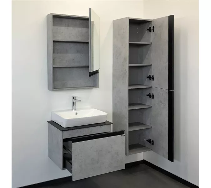 COMFORTY. Тумба-умывальник "Эдинбург" бетон светлый с черной столешницей, с раковиной COMFORTY, Выбрать цвет: Бетон, Выбрать размер: 60, Комплектация: раковина Comforty  9055RA-50, изображение 6