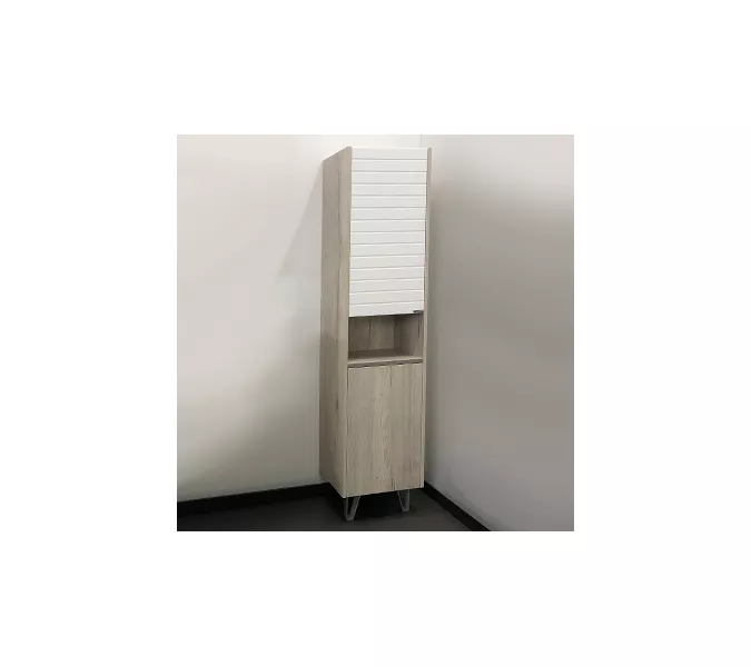 COMFORTY. Шкаф-колонна "Клеон-40" белый/дуб дымчатый, изображение 2