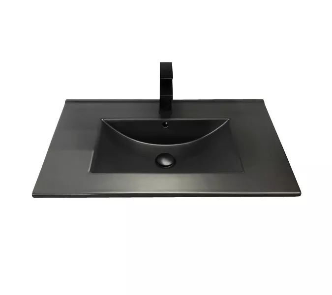 Тумба-умывальник Comforty  Бонн 75/90 с раковиной  белая/черная, Выбрать размер: 75, Выбрать цвет: дуб темный , Комплектация: раковина Comforty 75E черная матовая, изображение 2