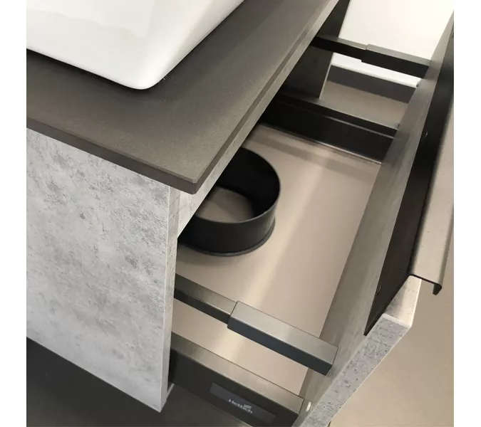 COMFORTY. Тумба-умывальник "Эдинбург" бетон светлый с черной столешницей, с раковиной COMFORTY, Выбрать цвет: Бетон, Выбрать размер: 60, Комплектация: раковина Comforty  9055RA-50, изображение 4