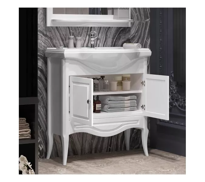 Тумба с раковиной для ванной комнаты OPADIRIS Брунелла-80 белый, Выбрать размер: 80, Выбрать цвет: Белый, изображение 3