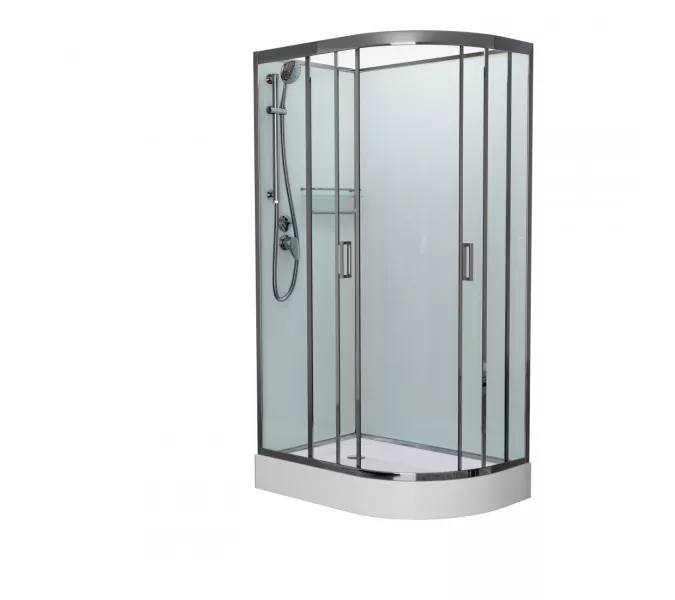 Душевая кабина Frank F412 L/R Brilliant  низкий поддон, Цвет стекла: прозрачное, Цвет профиля: Хром, Тип поддона: Низкий, Выбрать размер: 120х80, Внешний вид: без крыши, Ориентация: левая