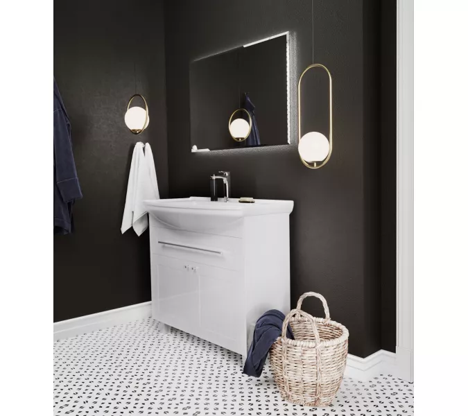 Тумба напольная без раковины 1 Марка Lina Classic New 85Н 1в.я 2д Белый глянец, Выбрать размер: 85, изображение 5