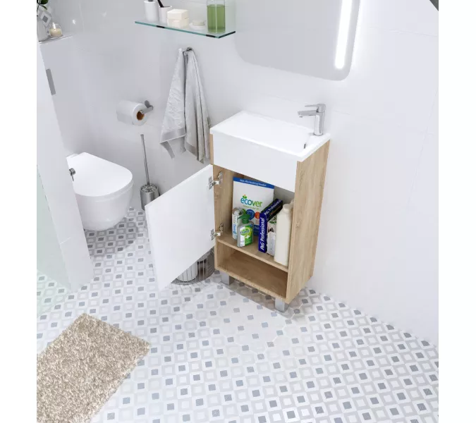 Тумба напольная с раковиной 1Marka Lira, Выбрать цвет: Дуб Сонома, изображение 11