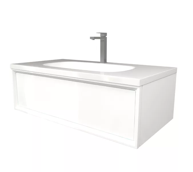 Тумба подвесная с раковиной 1 Marka  Milacco , Выбрать цвет: Белый