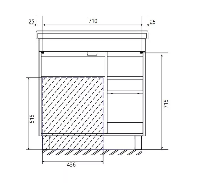 Тумба напольная без  раковины  1Marka Gaula 80 , 3 ящика и 1дверца, Выбрать цвет: Белый, изображение 9