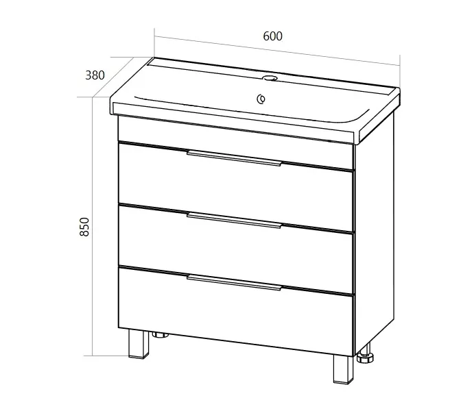 Тумба напольная без  раковины 1Marka Gaula 3 ящика, Выбрать размер: 60, Выбрать цвет: Белый, изображение 8