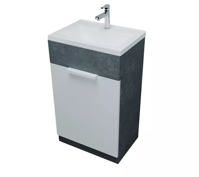 Тумба напольная с раковиной 1Marka Revo 50 см, бетон темно-серый, Выбрать цвет: Бетон темно-серый, изображение 7