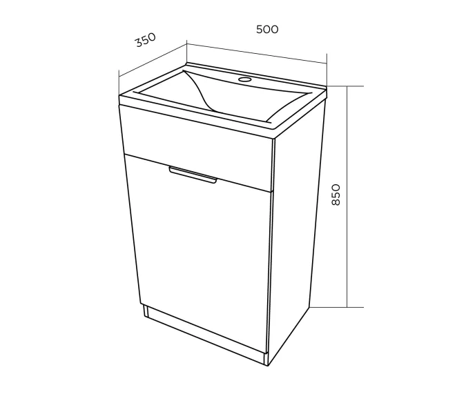 Тумба напольная с раковиной 1Marka Revo 50 см, бетон темно-серый, Выбрать цвет: Бетон темно-серый, изображение 9