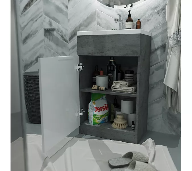 Тумба напольная с раковиной 1Marka Revo 50 см, бетон темно-серый, Выбрать цвет: Бетон темно-серый, изображение 5