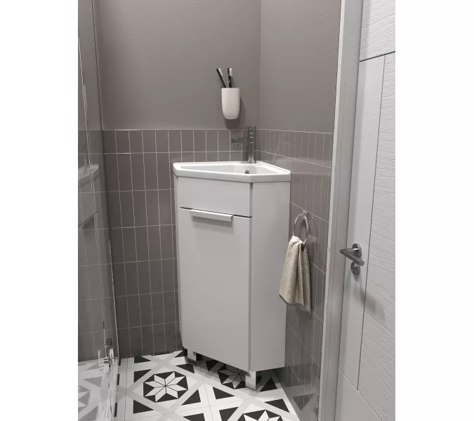 Тумба угловая 1Marka  напольная 37*37  с раковиной Penta