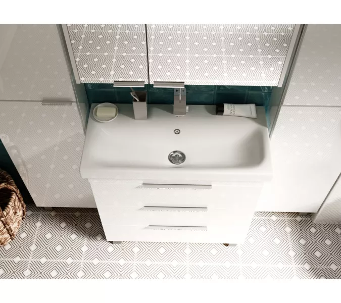 Тумба напольная без  раковины 1Marka Gaula 3 ящика, Выбрать размер: 60, Выбрать цвет: Белый, изображение 4