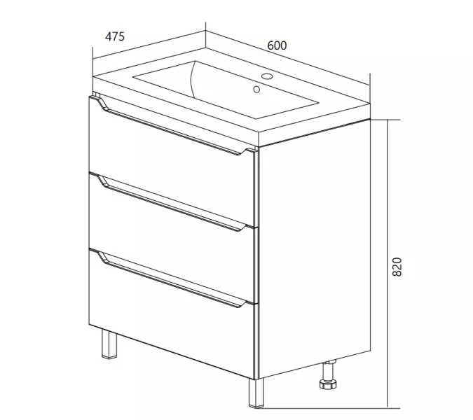 Тумба напольная без раковины 1Marka Кода, Выбрать размер: 60, изображение 11