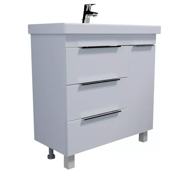 Тумба напольная без  раковины  1Marka Gaula 80 , 3 ящика и 1дверца, Выбрать цвет: Белый