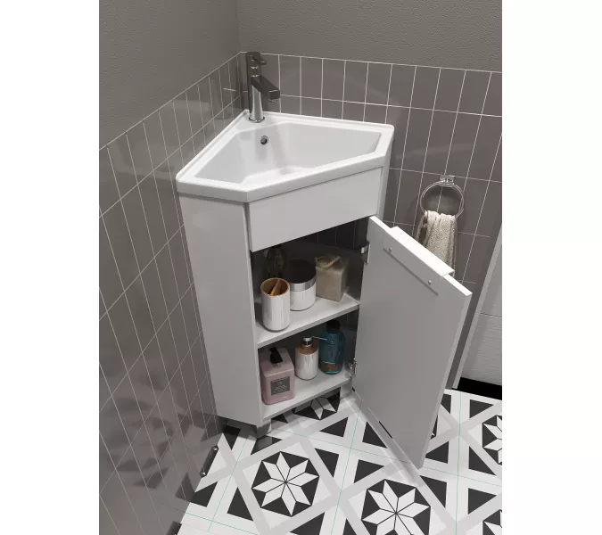 Тумба угловая 1Marka  напольная 37*37  с раковиной Penta, изображение 3