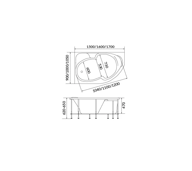 Ванна 1Marka DIANA, Выбрать размер: 150x90, Ориентация: левая, изображение 4