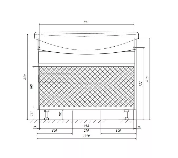 Тумба напольная с раковиной 1Marka Lina New, Выбрать размер: 105, изображение 7