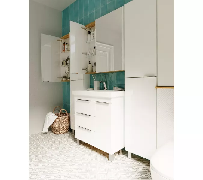 Тумба напольная без  раковины  1Marka Gaula 80 , 3 ящика и 1дверца, Выбрать цвет: Белый, изображение 6