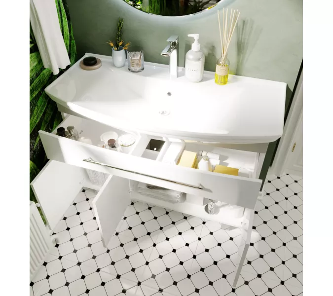 Тумба напольная с раковиной 1Marka Lina New, Выбрать размер: 105, изображение 3