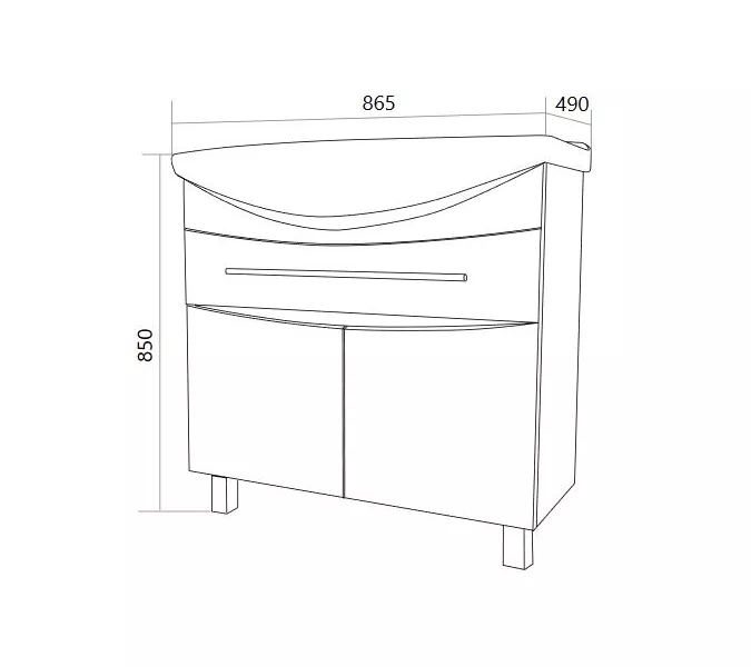 Тумба напольная без раковины 1 Марка Lina Classic New 85Н 1в.я 2д Белый глянец, Выбрать размер: 85, изображение 8