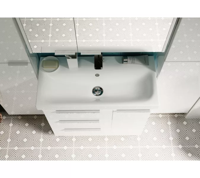 Тумба напольная без  раковины  1Marka Gaula 80 , 3 ящика и 1дверца, Выбрать цвет: Белый, изображение 3