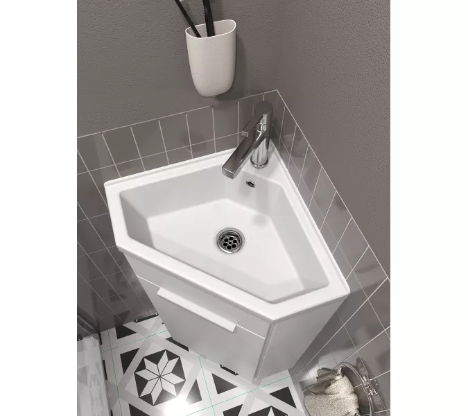 Тумба угловая 1Marka  напольная 37*37  с раковиной Penta, изображение 2