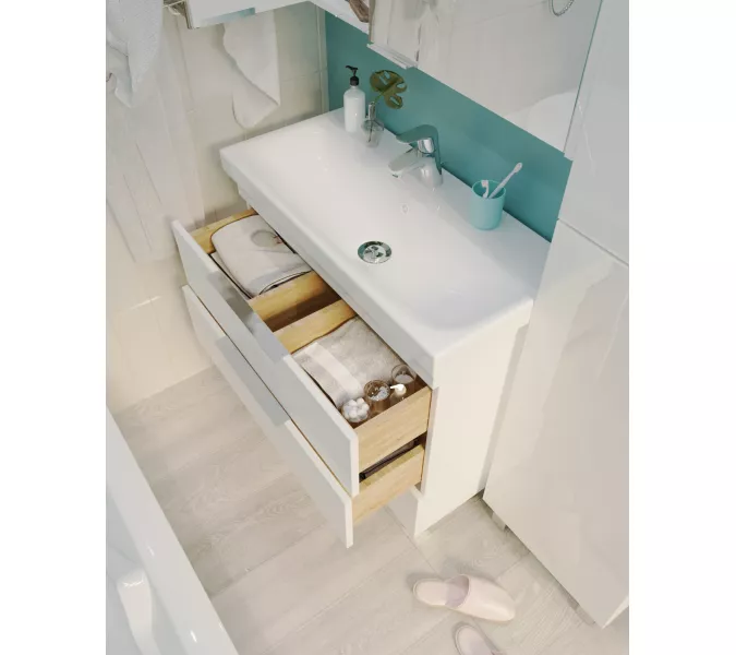 Тумба напольная без  раковины 1Marka Gaula 3 ящика, Выбрать размер: 60, Выбрать цвет: Белый, изображение 5