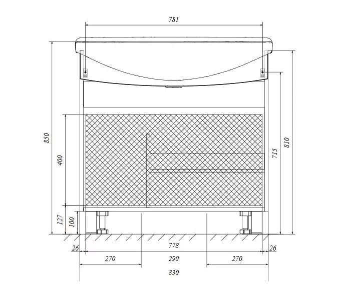 Тумба напольная без раковины 1 Марка Lina Classic New 85Н 1в.я 2д Белый глянец, Выбрать размер: 85, изображение 7