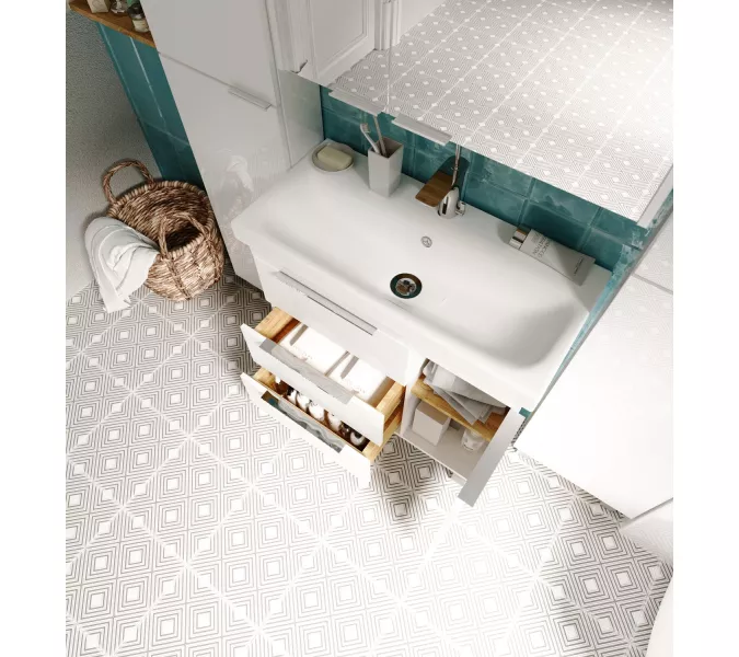 Тумба напольная без  раковины  1Marka Gaula 80 , 3 ящика и 1дверца, Выбрать цвет: Белый, изображение 4