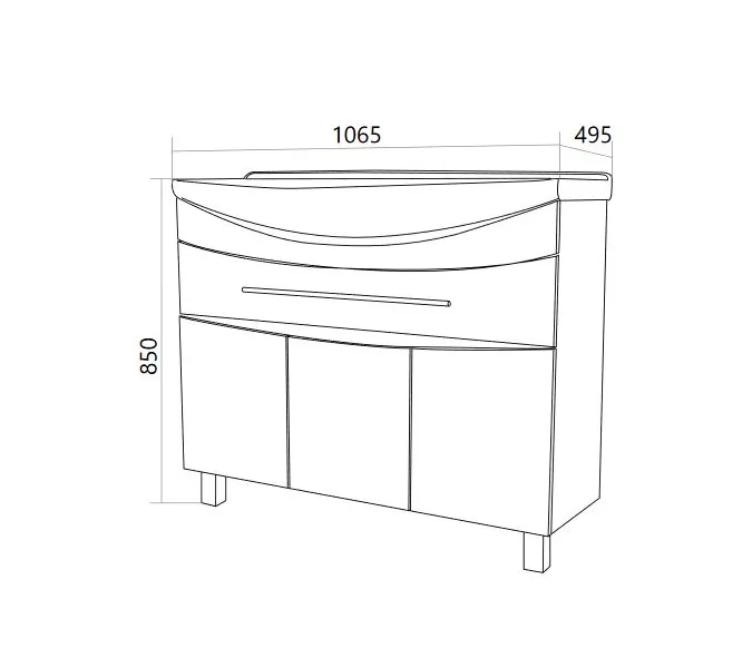 Тумба напольная с раковиной 1Marka Lina New, Выбрать размер: 105, изображение 8