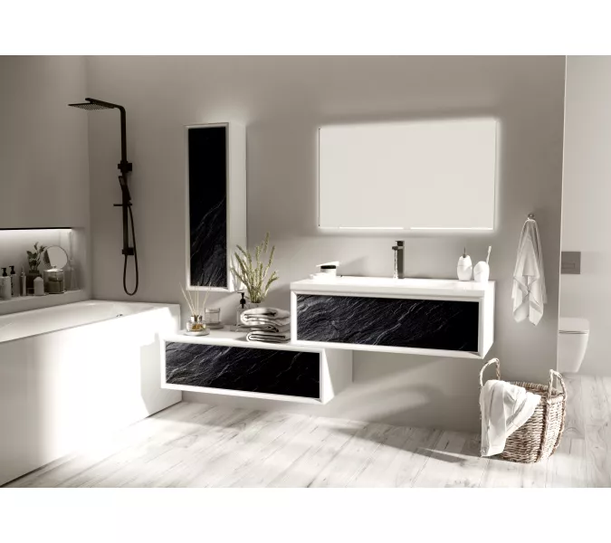 Пенал подвесной Marka One Milacco , Ориентация: левая, Выбрать цвет: Черный камень, изображение 2