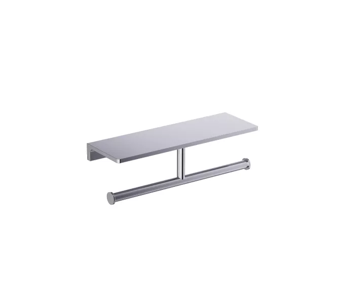 Бумагодержатель двойной с полкой для телефона Timo Selene, Выбрать цвет: Хром