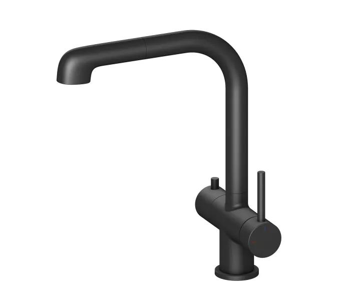 Смеситель для кухни с подключением фильтра и выдвижной лейкой Timo Saona 2346/03FL, Выбрать цвет: Черный